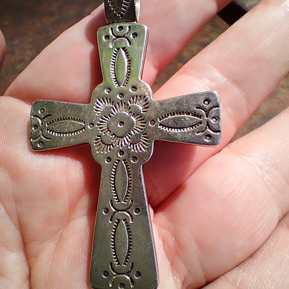 Jay King DTR sleeping Beauty Turquoise 925 Sterling Silver cross pendant  Very b - Picture 7 of 10